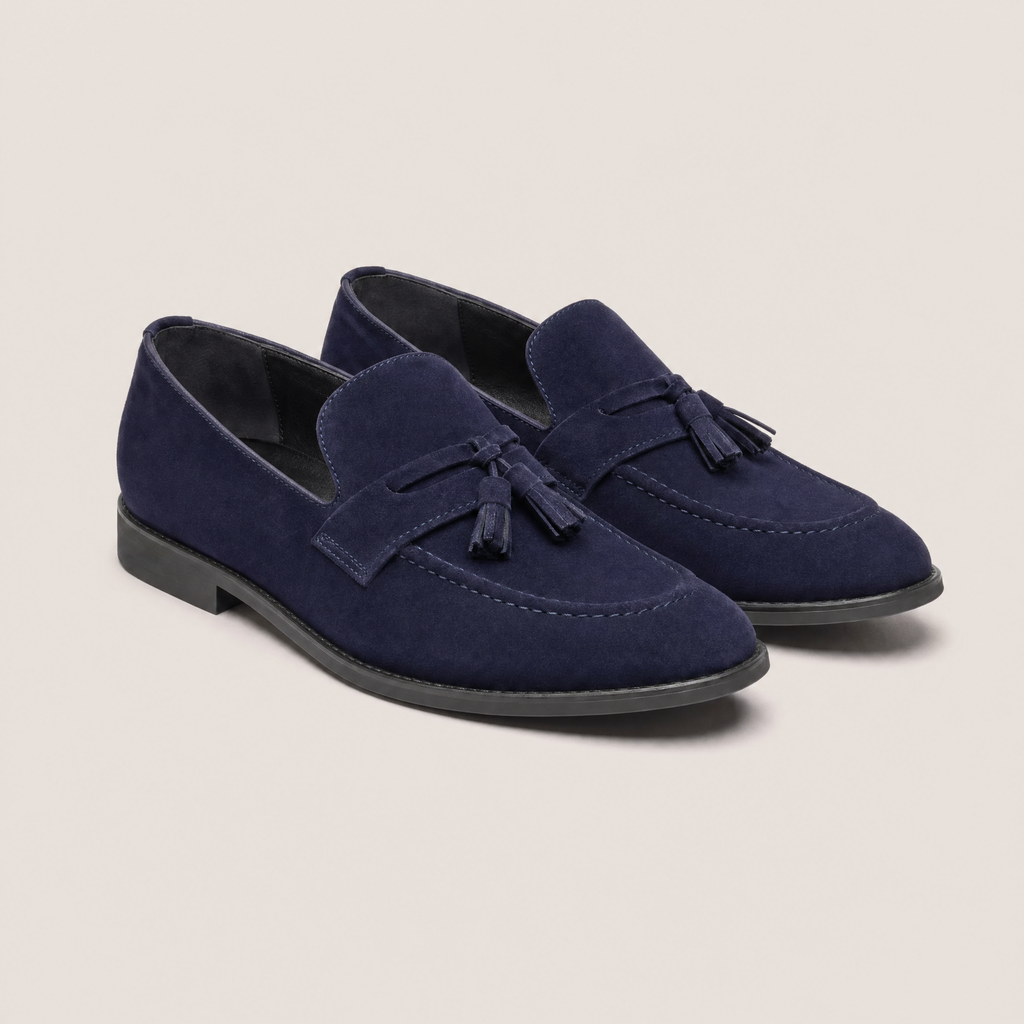 Mocasin azul con borlas de vestir