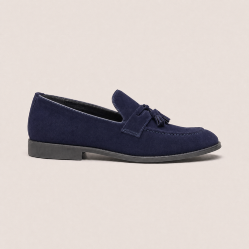 Mocasin azul con borlas de vestir