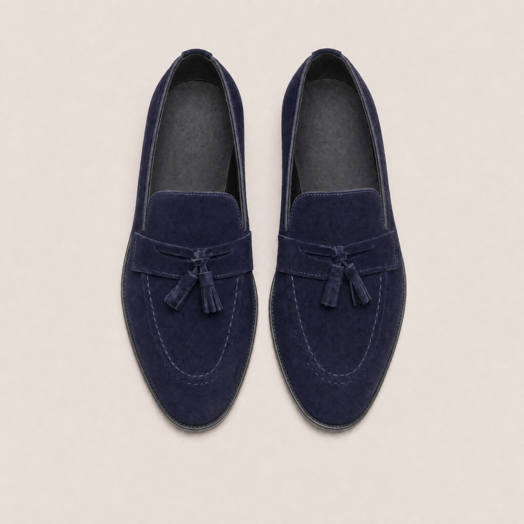 Mocasin azul con borlas de vestir