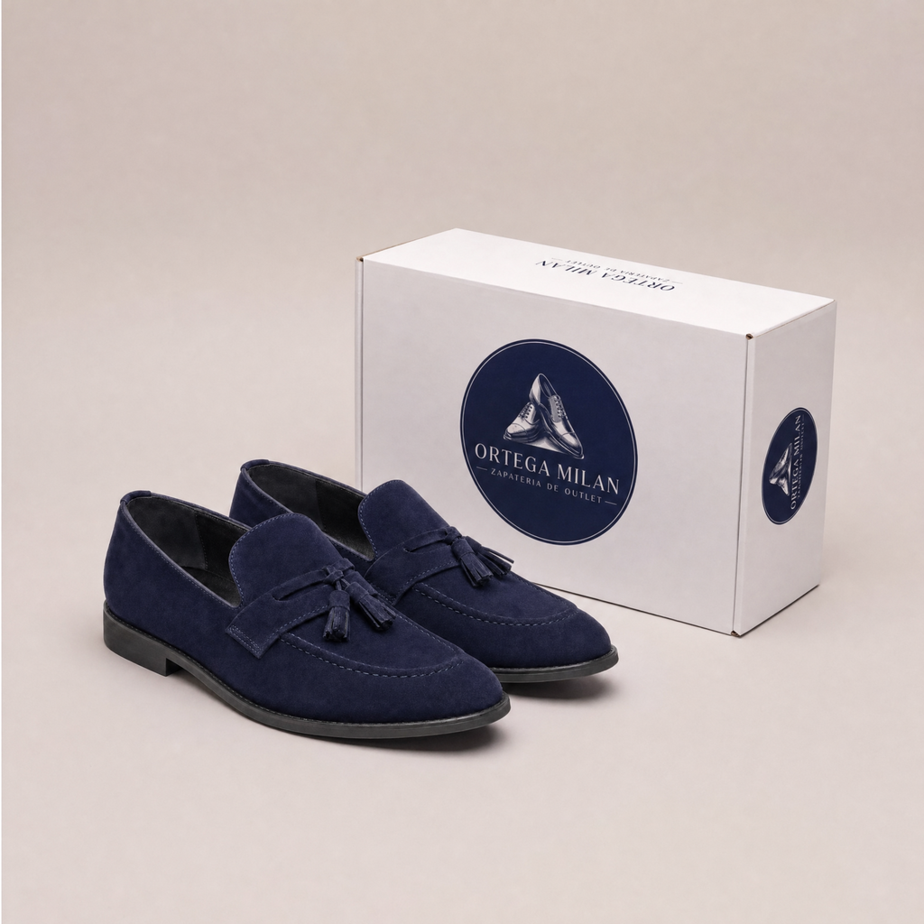 Mocasin azul con borlas de vestir